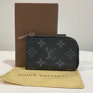 Louis Vuitton Black Monogram Zip Card Holder / Coin Pouch. Microchipped - EUC.